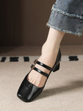 IFOMT Lace-Up Shallow Cut Square-Toe Pumps