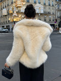 IFOMT Fashion Faux Fur Short Jacket Coat For Women Loose Lapel High Street Outwear Winter 2025 Warm Solid Female Cardigan Coat