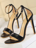 IFOMT Belt Buckle Open Toe Shiny Split-Joint Pumps Sandals Sandals