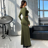 IFOMT Outfits O Neck Long Sleeve Bodycon Tops Patchwork Long Skirt Women'S Sets Elegant Evening Women'S Sets Streetwear Casual Outfit