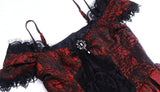 Ifomt Gothic Black and Red Jacquard Palace Dress