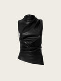 IFOMT Damoni Faux Leather Sleeveless Top
