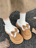 IFOMT Bowknot Round-Toe Split-Joint Platform Shoes Slippers&Mules