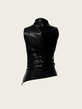 IFOMT Damoni Faux Leather Sleeveless Top