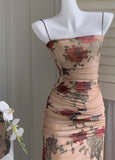 Ifomt Rose Print Suspender Dress