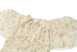 Ifomt Yellow Floral Ruffled Off-shoulder Dress