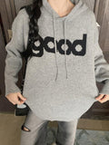IFOMT Letter Jacquard Hooded Knit Sweater
