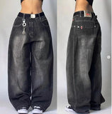 Ifomt American Y2K New Fashion Pattern Embroidery Loose Jeans Men Street Casual Joker Mopping Oversized Wide-leg Pants Couple Jeans Casual Outfit