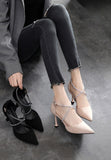 IFOMT Black temperament hollow stiletto pointed toe high heels