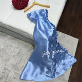 Ifomt Customized Fashion Pleat Applique Mermaid Strapless Long Dresses Bespoke Occasion Dresses Chinese Style Exquisite