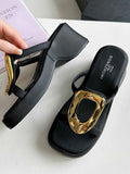 IFOMT Hollow Split-Joint Square-Toe Slippers
