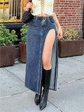 IFOMT Maxi Denim Skirt with Slit