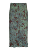 IFOMT Vintage Floral Green Midi Skirt