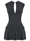 IFOMT Eleanor Charcoal Pleated Corset Dress