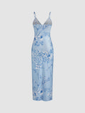 IFOMT Blue Blossom V-Neck Cami Maxi Dress