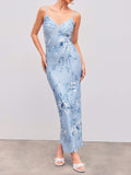 IFOMT Blue Blossom V-Neck Cami Maxi Dress