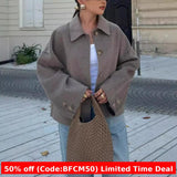 Ifomt casual fall outfits 2024 Autumn and Winter Short Button Loose Casual Lapel Short Coat