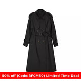 cute casual outfits for fall Black Trench Coat Women's Mid-Length 2024 Spring and Autumn Korean Style Loose Casual British Style Small Spring and Autumn Coat