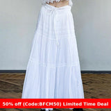 dream clothes Lace Stitching Versatile Slimming Drawstring Lace-up White Dress Elegant Early Autumn Simple Skirt for Women