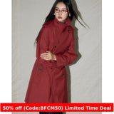 2000s fashion Shengdu 24 New Korean Style Early Autumn High-End Fashion Ankela Red Casual Mid-Length Women's Trench Coat