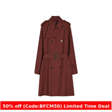 2000s fashion Shengdu 24 New Korean Style Early Autumn High-End Fashion Ankela Red Casual Mid-Length Women's Trench Coat