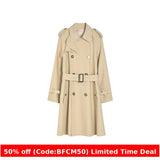 2000s fashion Shengdu 24 New Korean Style Early Autumn High-End Fashion Ankela Red Casual Mid-Length Women's Trench Coat