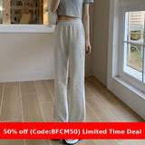 uggs White Gray Micro Flared Pants Women's Summer Thin Small High Waist Narrow Wide Leg Pants Draping Casual Sports Sweatpants