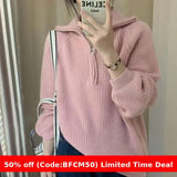 clothes Women's Korean-Style Half-Zip Pullover Autumn and Winter Soft Glutinous Loose Lazy Style Knitted Top