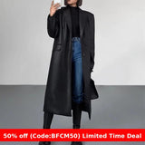 black sweater dress outfit Black Mid-Length Leather Coat for Women 2024 Spring and Autumn Fashion New Loose over-the-Knee PU Leather Suit Coat Trendy