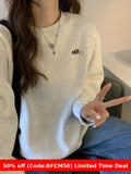 fashion outfits Egg Winter round Neck Sweater Women's Cotton plus Velvet Loose Simple Letter Embroidered Long Sleeve Top Coat