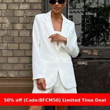 Ifomt buisness casual women outfits chic Autumn Casual White Satin Small Suit Suit Street Texture Coat Wide Leg Shorts Two-Piece Suit