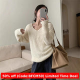 fall outfits 2024 Korean Style Lazy Style Loose V-neck Sweater Top Women's Autumn and Winter Casual Sweater Women's