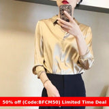 business casual outfits Satin Silk Shirt for Women Autumn 2024 High-End Western Style Shirt for Women