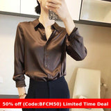 business casual outfits Satin Silk Shirt for Women Autumn 2024 High-End Western Style Shirt for Women