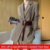 business casual outfits Woolen Suit Houndstooth Coat for Women 2024 Winter Waist-Tight Texture Fashionable Coat