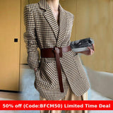 business casual outfits Woolen Suit Houndstooth Coat for Women 2024 Winter Waist-Tight Texture Fashionable Coat