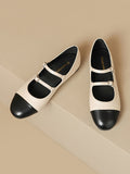 IFOMT Belt Buckle Round-Toe Split-Joint Flat Shoes Mary Janes