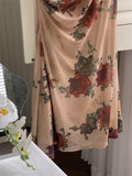 Ifomt Rose Print Suspender Dress
