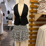 Ifomt Sweet Floral Print Pleat Short Skirt For Women's Summer 2025 New Elastic High Waist A-line Fashion Bohemian Fluffy Skirt Y2K