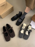 IFOMT Hollow Shallow Cut Split-Joint Square-Toe Flat Shoes Mary Janes