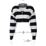 IFOMT Outfits Knitting Deep V Button Striped High Waist Long Sleeve Women'S  Tops Y2K Streetwear Wholesale Winter Fashion Clothing