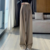 Ifomt Elegant Wide Leg Pants Women Korean Style High Waist Black Baggy Pants Office Ladies Fashion Loose Suit Trousers Streetwear Casual Outfit