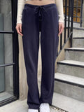 Ifomt Fashion Basic Solid Drawstring Wide Leg Pants Women Spring Casual Simple High Waist Joggers Sweatpants Vintage Y2K Loose Trouser