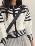 IFOMT Collar Neck Stripe Short Cardigan