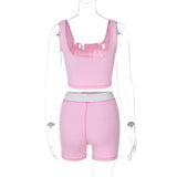 IFOMT Outfits Solid Bodycon Yoga Gym Sleeveless Tank Short Pants 2 Piece Set Summer Sportsuit Outset Wholesale Casual Clothes
