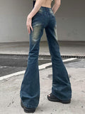 IFOMT Low Waist Washed Slim-Fit Boot-Cut Jeans