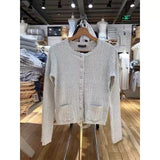 Ifomt Gray Single Breasted Autumn Women Sweater Round Neck Solid Color Simpler Tops Woman Versatile Casual Knitting Pullovers New