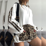 IFOMT Outfit Winter Leopard Print Hoodies Women Y2K Streetwear Hip Hop Sweater Oversize Harajuku Hooded Sweatshirt Vintage Autumn