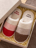 IFOMT Indoor Non-Slip Keep Warm Striped Slippers