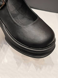 IFOMT Belt Buckle Mary Janes Platform Shoes